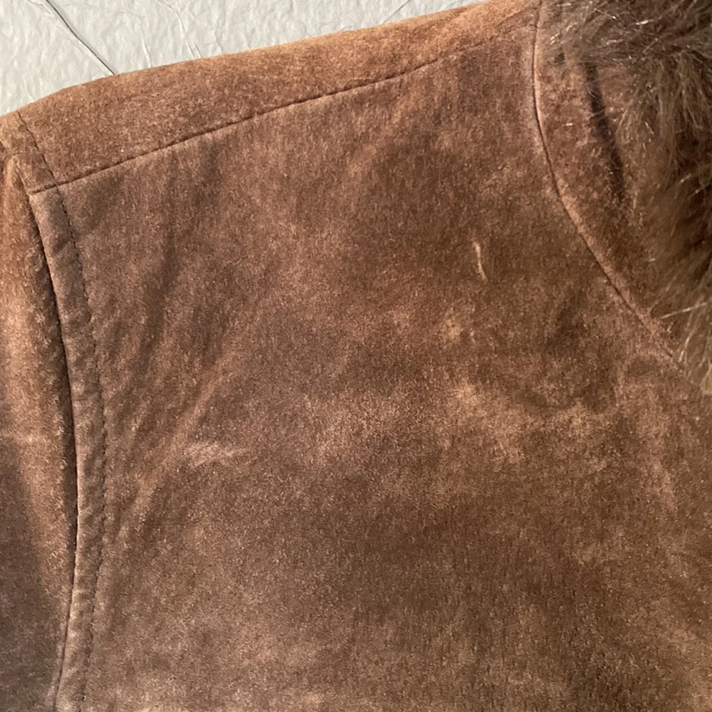 Coldwater Creek Brown Leather Zip Front Jacket Faux Fur Collar and Cuffs - Picture 10 of 12